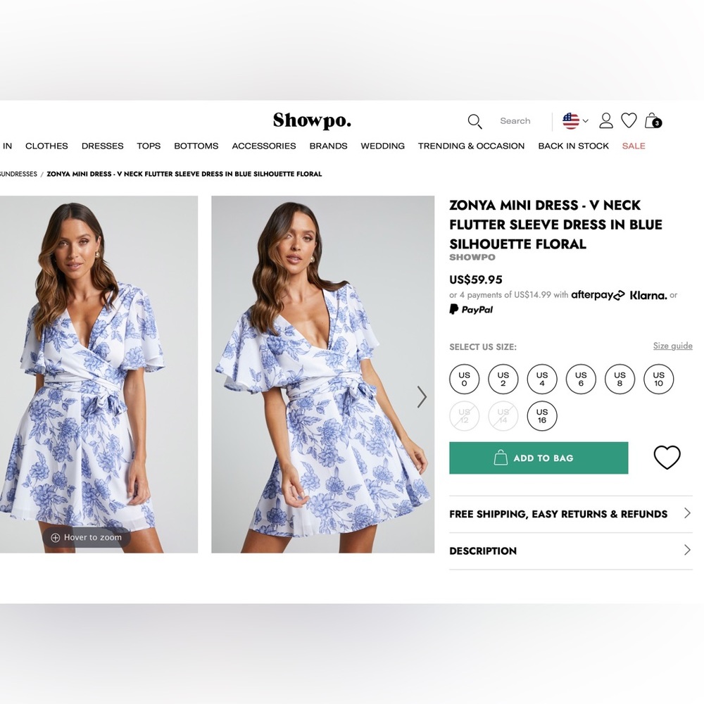 Blue & White Tie Mini Dress